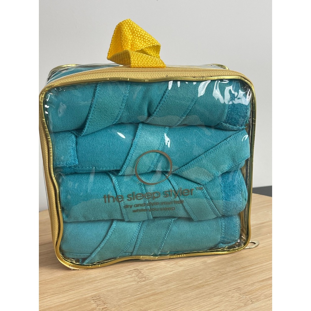 00428 - Sleep Styler Hair Rollers Set‎ Teal Blue Sleep-in Curlers w/Carry Bag